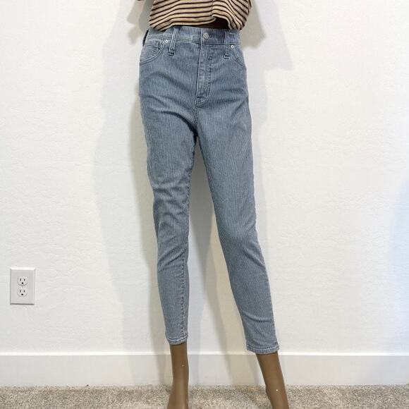 Madewell 31 9" mid rise skinny piper stripe stretch jean pant P2 2323 - Picture 13 of 15